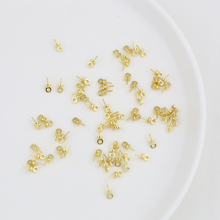 18K包金纯铜半孔珍珠吊坠珠托花托diy手工珠子项链手链饰品配件