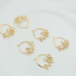 保色纯铜镂空圆环 多孔连接圆圈手工耳环流苏吊片diy古风发簪配件