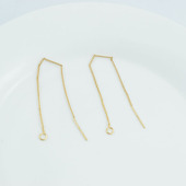 925钢印耳针铜镀真金保色盒子链耳线 18K耳环链 烧焊扁链耳饰配件