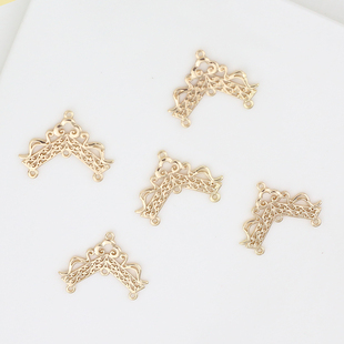 18k保色纯铜三角形三孔璎珞发簪耳环吊饰diy古风流苏多孔连接配件