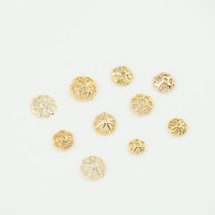 18K包金纯铜珍珠花托珠托手工diy制作手链项链首饰品材料隔片配件