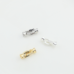 18K包金白金微镶锆石收尾扣手工DIY珍珠手链扣项链扣链接扣配件