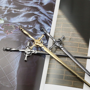 200mm合金古风剑簪汉服头饰盘发簪子双面簪旗袍挽发流苏步摇材料