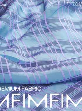 G&CC面料 VI面料蓝色立体格纹缎条布料宽145CM182G/M ZAE59 4556