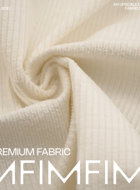 G&CC 棉质宽条灯芯绒白色裤子风衣外套面料 幅宽152CM 462G/M