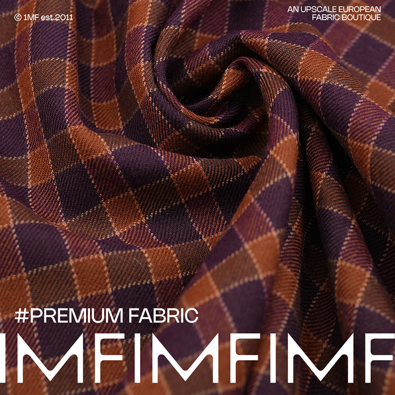 G&CC .WV  羊毛橘色格纹英伦风格外套布料面料 幅宽160CM