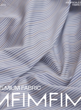 ARM面料  .CO棉质蓝橘条纹布料 幅宽151CM 160G/M 意大利进口