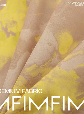 PINTO 100%PL时装黄色印花夹克外套羽绒服面布料 宽148CM 112G/M