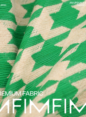 G&CC面料 .WV白绿色格纹千鸟格外套 面料宽148CM583G/M意大利进口