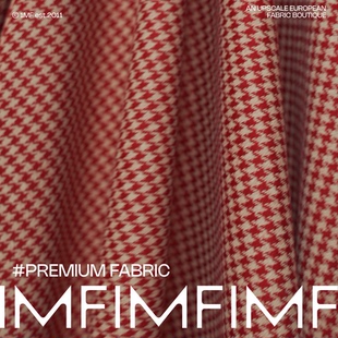 6001 宽155CM意大利进口ZAC3E G&CC 羊毛红白千鸟格针织面料