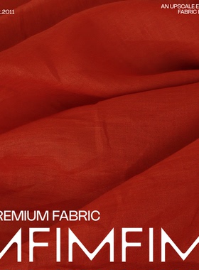 出口单 100支苎麻面料宫墙红色纯色服装布料  幅宽140CM