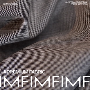 ZEG 羊毛面料黑灰千鸟格微磨毛布料 宽150CM 意大利进口