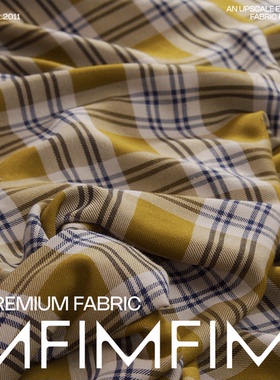 G&CC面料 棉交织面料黄绿色格纹服装布料 幅宽140CM 意大利直邮