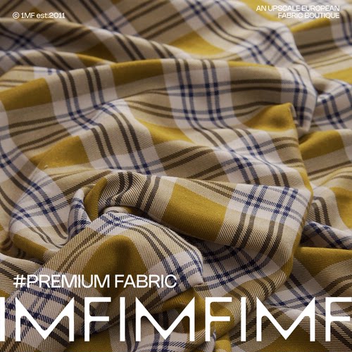棉交织面料黄绿色格纹服装布料