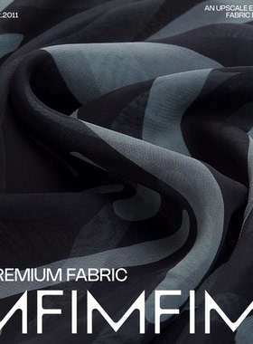 微瑕 清仓 真丝乔其纱面料黑底印花布 宽136CM重50G/米