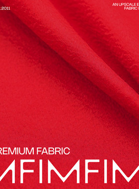 意大利织造 羊毛面料红色羊毛水波纹羊绒手感大衣外套布料宽146CM