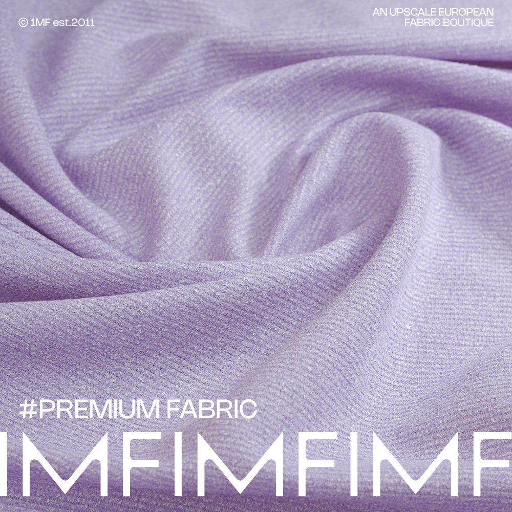 羊毛交织面料紫色小香风粗花呢布