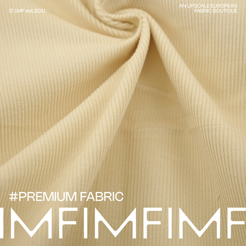 G&CC面料 CO棉细条纹灯芯绒米色面料幅宽156CM 627G/M 意大利进口