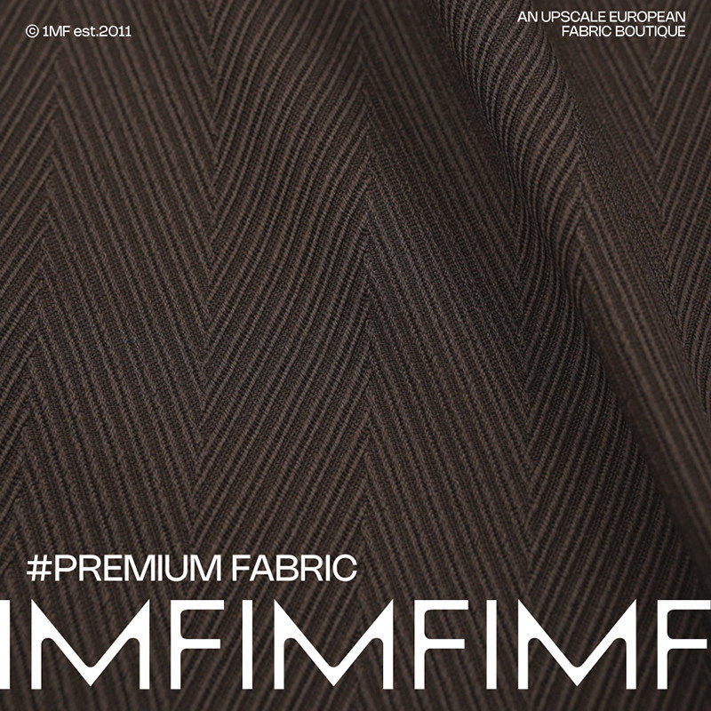 G&CC 人字纹羊毛面料巧克力棕外套裤子布料宽153CM675G/M意大利