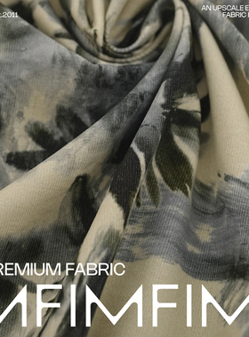 PINTO棉灯芯绒水墨画花衬衫连衣裙面料 意大利进口