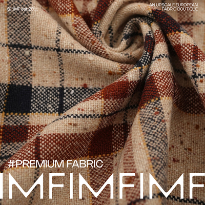 G&CC 羊毛面料燕麦色系格纹外套布 幅宽150CM 425G/M 意大利进口