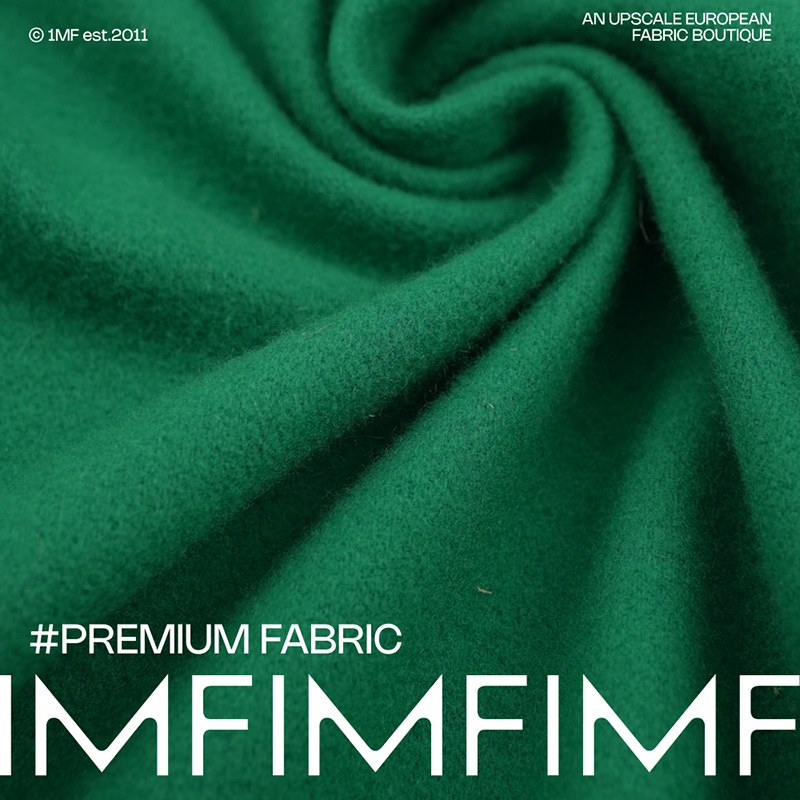 AGN WV初剪羊毛混纺 绿色外套大衣面料 宽143CM 650G/M