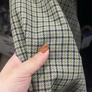意大利直邮 幅宽140CM 瑕疵G&CC面料 WV羊毛面料绿色格纹布料
