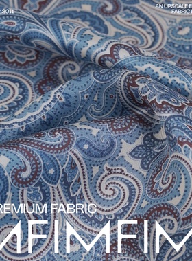 LP同批 印花宾霸内衬蓝色腰果花印花FAN静电面料LM 幅宽135CM