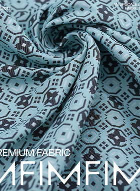 蓝色底时装提花外套服装布艺面料 幅宽110CM