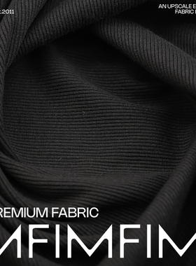 G&CC面料 棉质黑色针织服装面料 幅宽118CM 430G/M 意大利进口