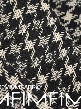 G&CC面料 .WV初剪羊毛黑白千鸟格外套面料幅宽148CM 586G/M