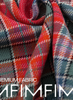 G&CC .WV初剪羊毛红绿色格纹外套西装面料 宽146CM 意大利进口