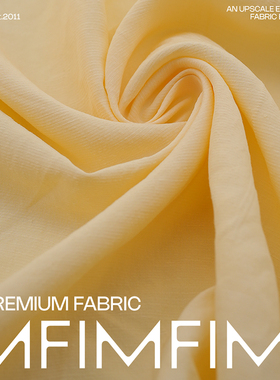 意大利直邮进口 JIS 亚麻+VI淡黄色纯色裙子衬衫布料面料 宽155CM