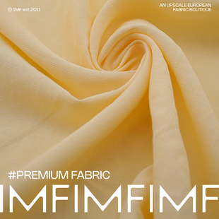 意大利直邮进口 JIS 亚麻+VI淡黄色纯色裙子衬衫布料面料 宽155CM