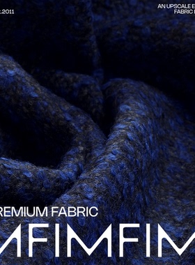 半截情诗 意大利羊毛羊驼蓝色圈圈织法服装布料 宽150CM 576G/M