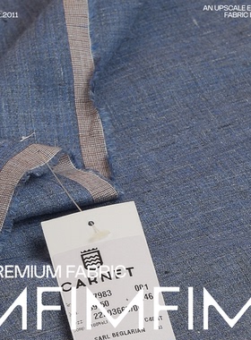 意大利CARNET .LI亚麻面料牛仔蓝色净色布料 幅宽155CM 250G/M