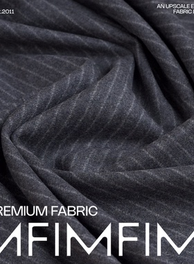 意大利进口 .WV初剪羊毛深灰色条纹西装裤子面料宽150CM 410G/M