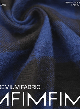 思密达蓝黑格纹棉面料磨毛衬衫面料108CM198G/M