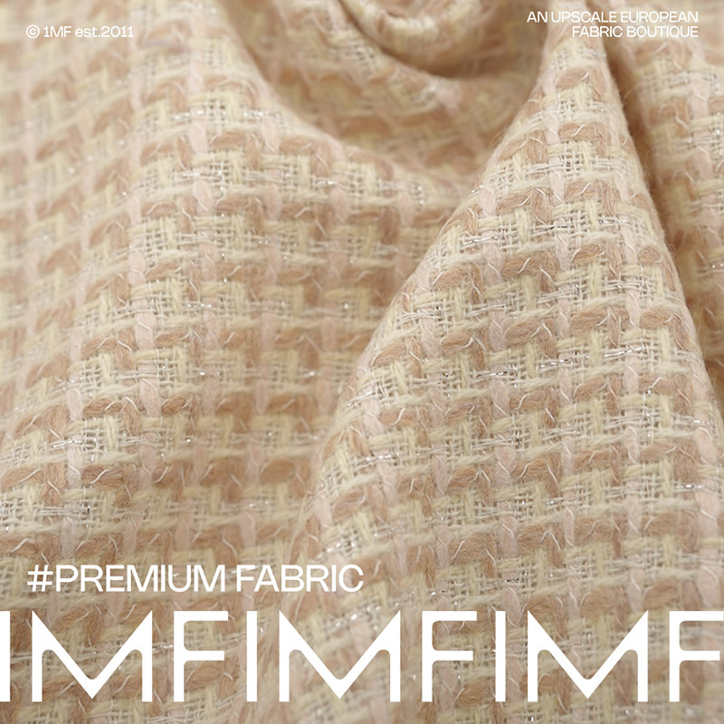 意大利进口 粉杏闪丝粗花呢WO+PL+PC布料 服装 面料158CM 453G/M,居家布艺,海绵垫/布料/面料/手工diy,淘宝优惠券,粉丝福利购,淘宝优惠卷