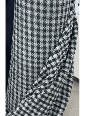 G&CC面料.WO 羊毛针织面料黑灰色千鸟格料宽157CM512G/M