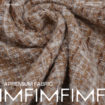 羊毛交织金色小香面料意大利进口