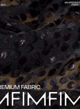 Y*L面料 真丝烧花丝绒面料黑色点点服装布料 宽140CM 意大利直邮