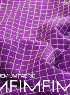 G&CC 羊毛紫色条格纹面料 宽155CM 427G/M 意大利直邮