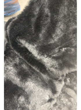 G&CC 环保皮草面料黑色外套带服装布料 宽148CM 890G/M意大利进口