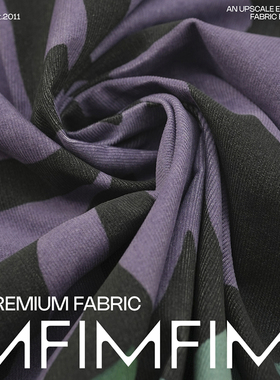 PINTO棉灯芯绒柔软紫橙大花衬衫连衣裙布 意大利进口