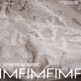 落樱吹雪 意大利棉加VI加亮丝交织提花银白色布料 宽140CM 540G/M