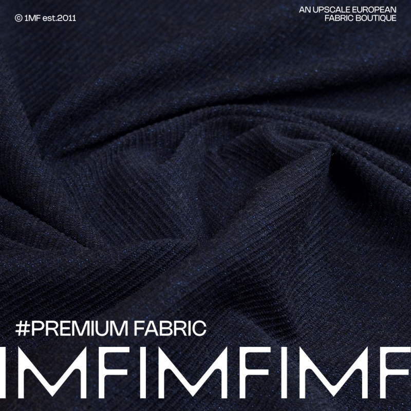 MOESSMER 羊毛交织面料藏蓝色小香风粗花呢布料宽157CM意大利直邮