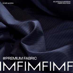 229G 宽140CM M意大利直邮 羊毛精纺面料藏青色条纹布料 LP同批