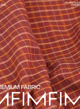 G&CC面料 亚麻+棉面料红色小格子服装布料 幅宽140CM 意大利直邮