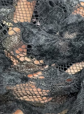 黑色绝美蕾丝面料服装布料 幅宽150CM 35G/M